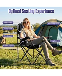 Gymax 2 Pieces Folding Camping Chairs With Cup Holders and Carrying Bags Padded Seat
