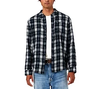 Guess Men's Ocean Coast Plaid Long-Sleeve Logo-Print Button-Down Shirt