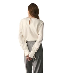 The Fold Women's Loano Long-Sleeve Cowl Neck Satin Blouse