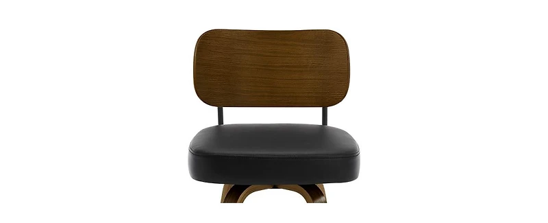 Bekrvio 26" Swivel Bar Stool, Faux Leather with Bentwood Frame and Footrest, Counter Height for Kitchen Island