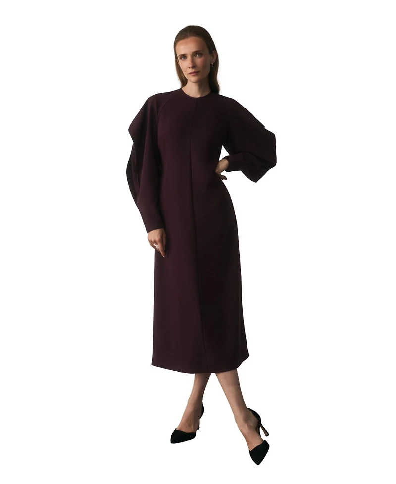 The Fold Women's Asti Long-Sleeve Puff-Sleeve Midi Dress