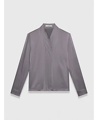 The Fold Women's Bowery Stretch Silk-Blend Long-Sleeve V-Neck Blouse