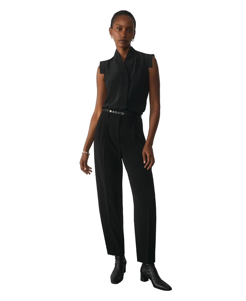 The Fold Women's Siena High-Waist Pleated Barrel Trousers