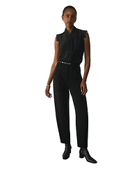 The Fold Women's Siena High-Waist Pleated Barrel Trousers