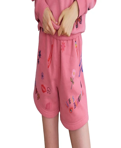 Mayfair Juniors' Somebody Loves You Pull-On Graphic Print Mid-Rise Shorts, 3.75" Inseam