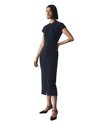 The Fold Women's Rossano High-Neck Short-Sleeve Midi Dress