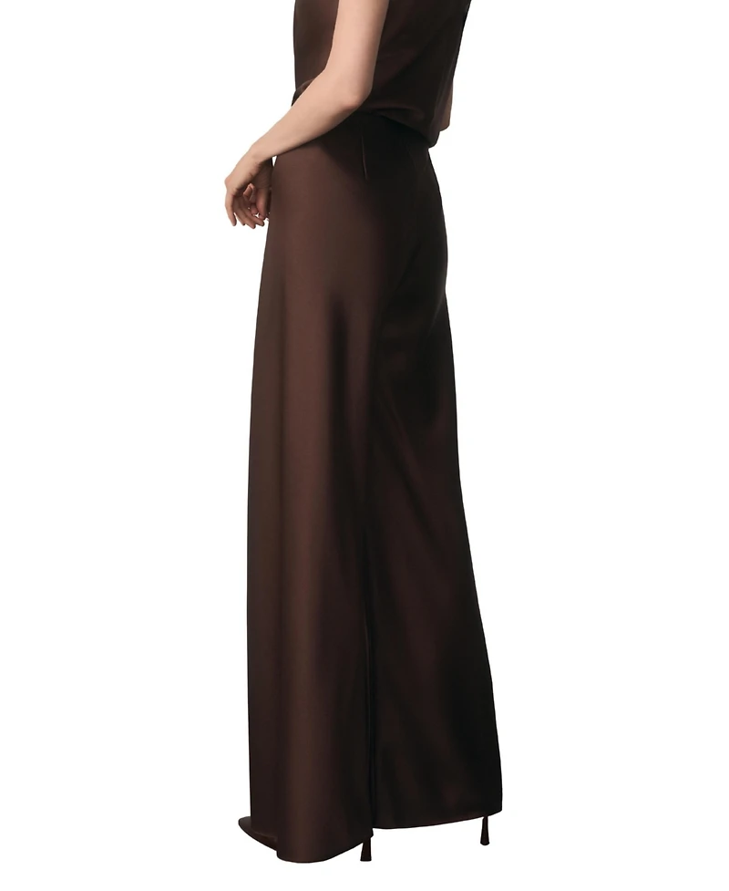 The Fold Women's Lucena High-Waisted Wide-Leg Satin Trousers