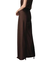 The Fold Women's Lucena High-Waisted Wide-Leg Satin Trousers