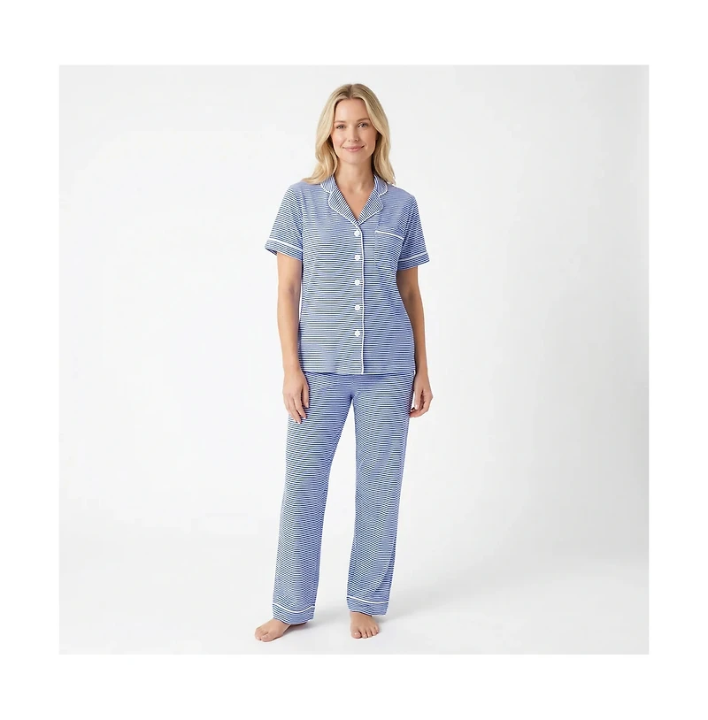Motette Women's Cobalt Stripe Matching Family Short-Sleeve Pajama Set