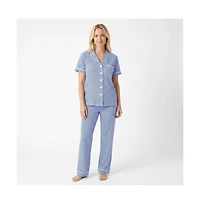 Motette Women's Cobalt Stripe Matching Family Short-Sleeve Pajama Set