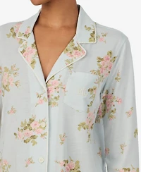 Lauren Ralph Petite Long-Sleeve Notch-Collar Floral Pajama Top and Pants, 2-Piece Set