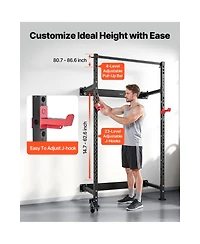 Hongge 1000 lb Folding Wall Mounted Power Rack Squat Station