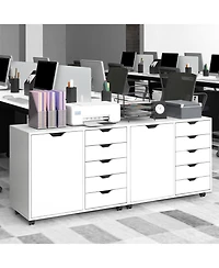 Mecale 5-Drawer Mobile Storage Cabinet with Door Cabinet