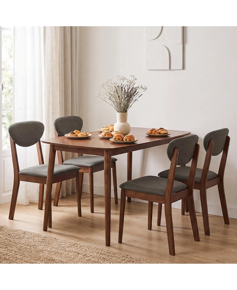 Gymax Wooden Dining Table Set for 4 w/Padded Seat for Living Room Breakfast Nook Coffee and Clay