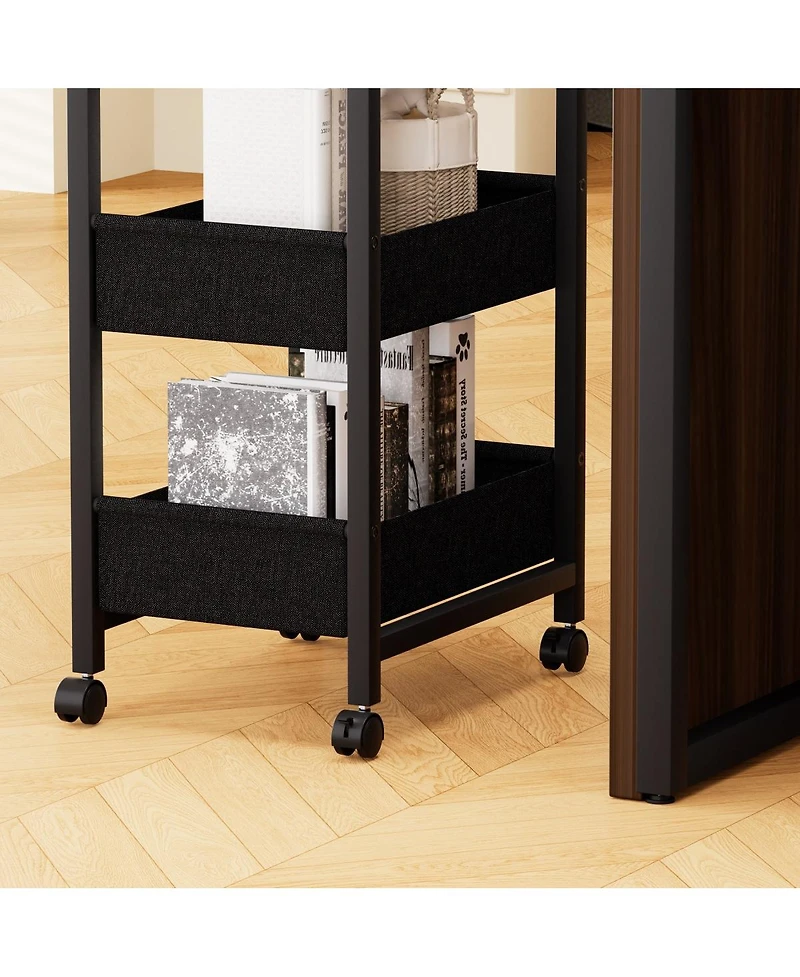 Streamdale 46.5" Modern Reception Desk with Storage Cabinet and Checkout Counter, Walnut