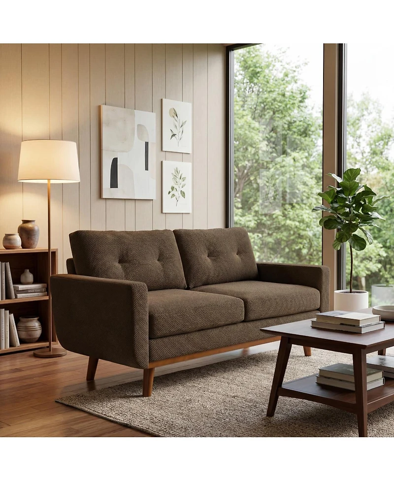 Streamdale Furniture 65" Modern Minimalist 2-Seater Sofa with Nubby Upholstery and Wood Legs