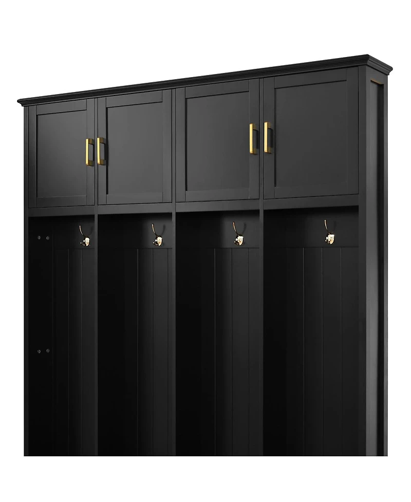 Streamdale Furniture Farmhouse Entryway Hall Tree with Coat Hooks, Cabinets