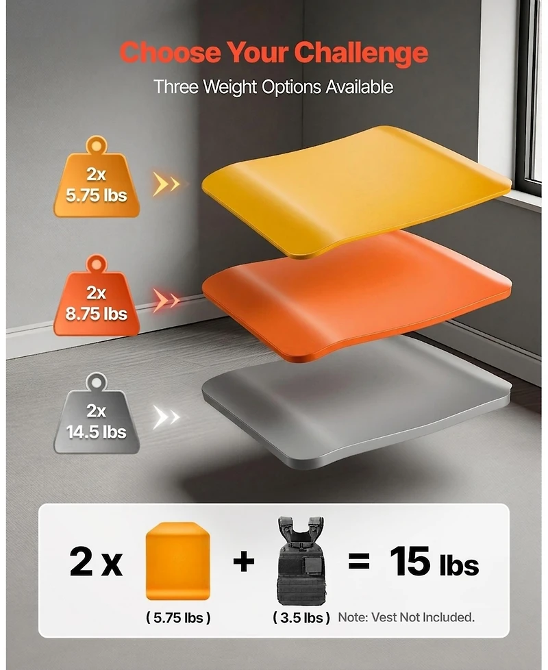 Hongge 5.75 lb Curved Steel Weight Vest Plates for Rucking Workouts