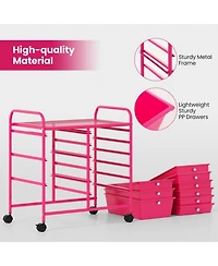 Sugift 9-Drawer Rolling Storage Cart with Removable Drawers and Metal Frame
