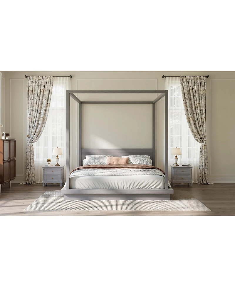 Streamdale Furniture King Size Wooden Canopy Platform Bed with Headboard