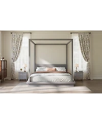 Streamdale Furniture King Size Wooden Canopy Platform Bed with Headboard
