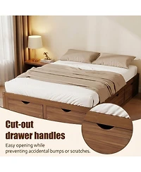 Streamdale Furniture Queen Size Wood Platform Bed with 6 Storage Drawers
