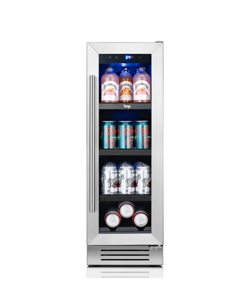 Yeego 12 Inch Beverage Refrigerator Hold 60-80 Cans,Soda,Beer,Drink Mini Fridge 34degree(s)F-54degree(s)F Drink Cooler Home,Bar Freestanding/Built-in