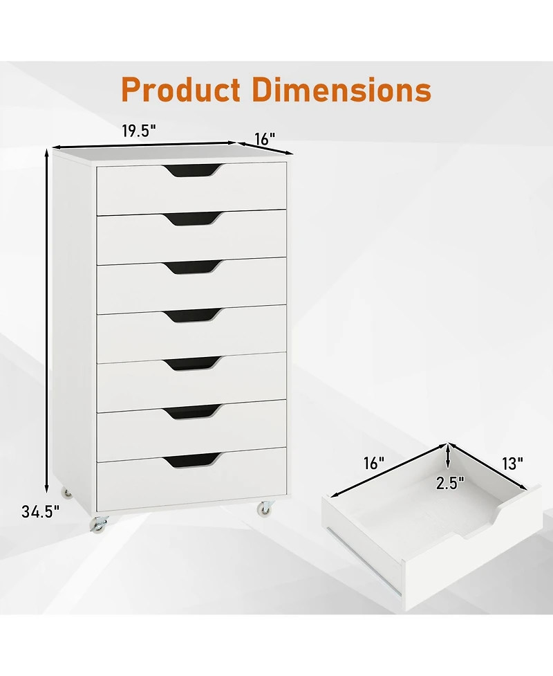 Mecale 7-Drawer Mobile Storage Chest with Wheels