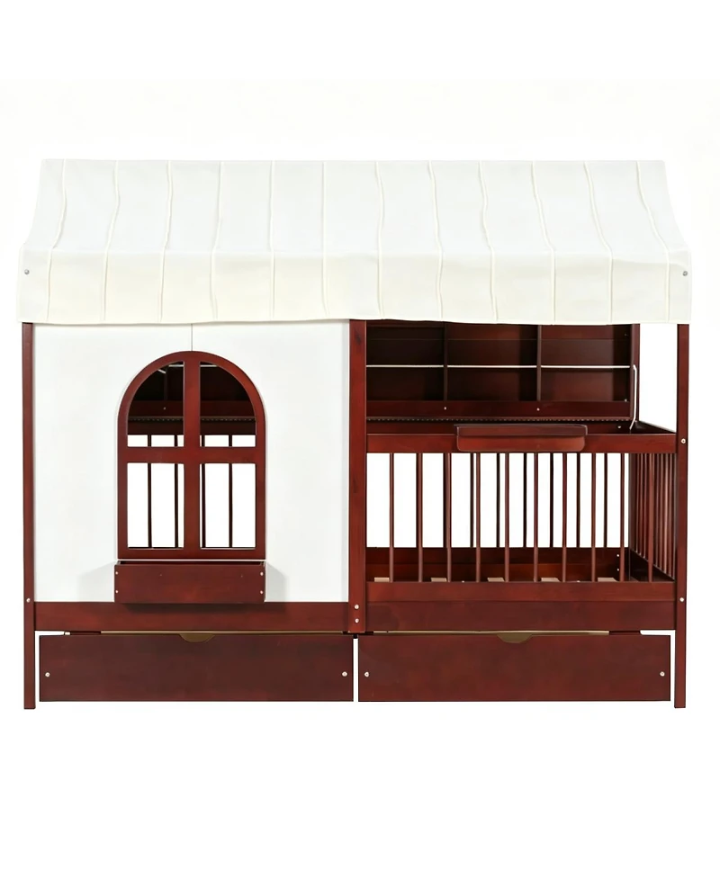 Streamdale Furniture Twin House Bed with Drawers, Led Bookshelf