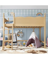 Streamdale Furniture Twin Wood Loft Bed with Ladders and Under-Bed Space