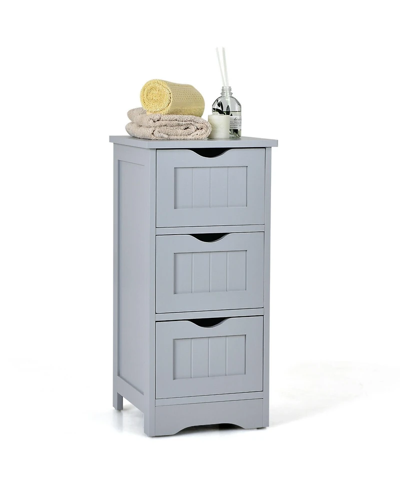 Gymax 3-Drawer Bathroom Floor Cabinet Free Standing Side Storage Organizer