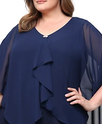 Sl Fashions Plus V-Neck Ruffle Dress