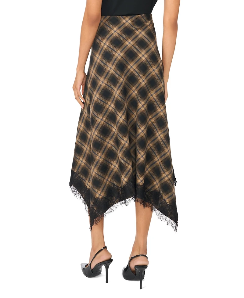 1.state Women's Bias Cut Hankerchief Plaid A-Line Midi Skirt