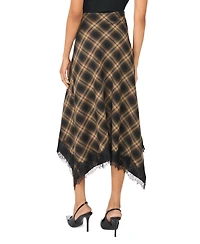 1.state Women's Bias Cut Hankerchief Plaid A-Line Midi Skirt