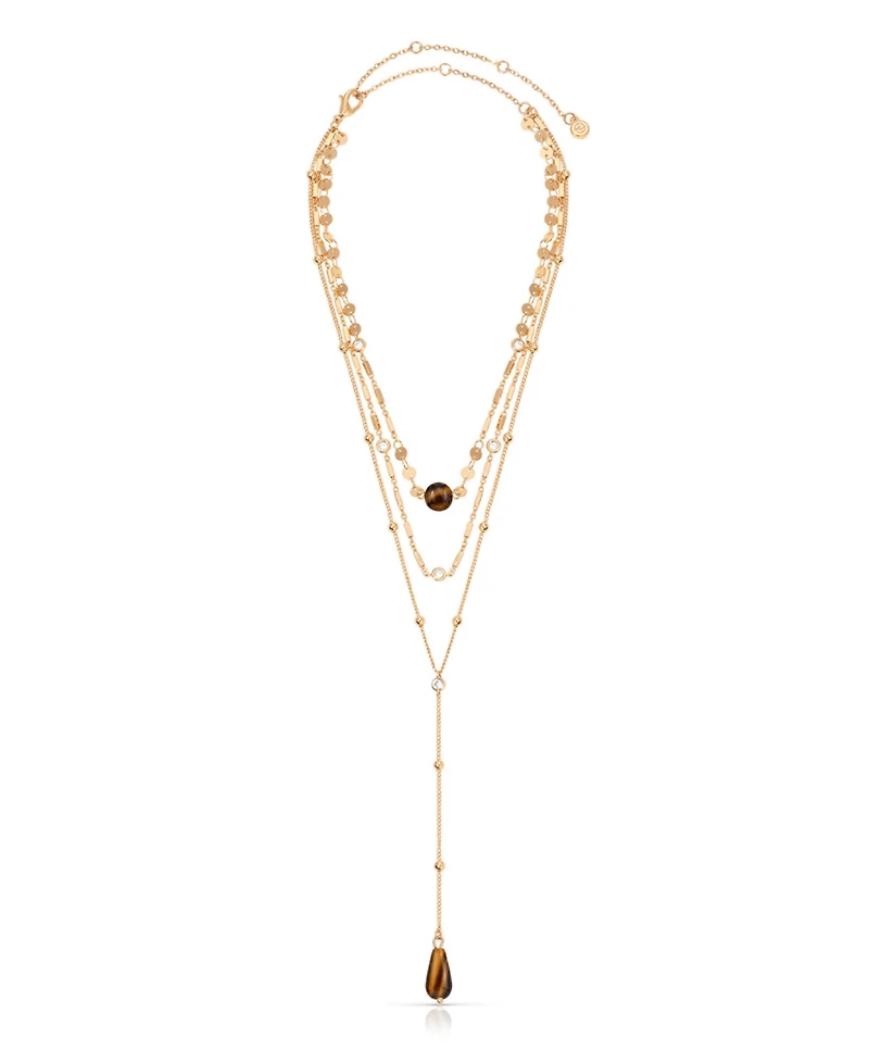 Ettika 18k Gold-Plated Forever Falling Tiger's Eye Lariat Necklace