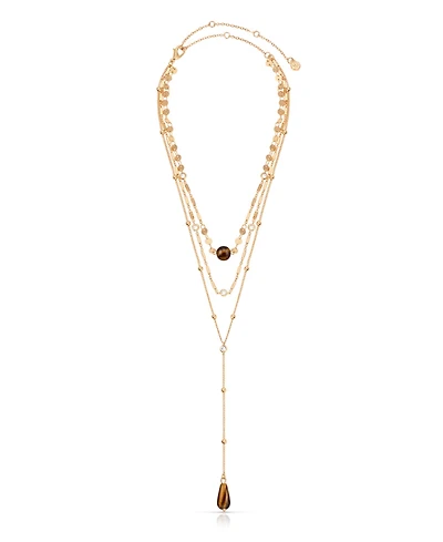Ettika 18k Gold-Plated Forever Falling Tiger's Eye Lariat Necklace