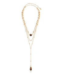 Ettika 18k Gold-Plated Forever Falling Tiger's Eye Lariat Necklace