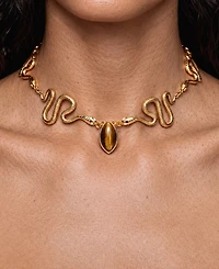 Ettika 18k Gold-Plated Tiger's Eye Serpentina Snake Choker Necklace