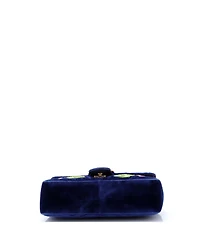 Pre-Owned Gucci Small Gg Marmont Flap Bag Embroidered Matelasse Velvet