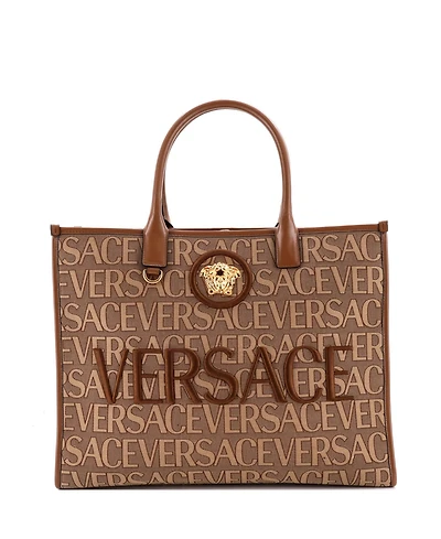 Pre-Owned Versace Large Allover Medusa Tote Printed Jacquard Canvas