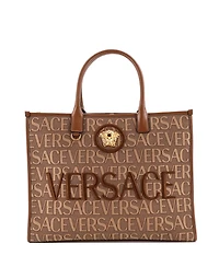 Pre-Owned Versace Large Allover Medusa Tote Printed Jacquard Canvas