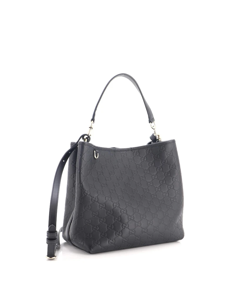Pre-Owned Gucci Gg Emblem Bucket Bag Gg Embossed Leather