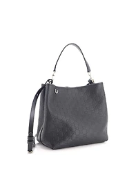 Pre-Owned Gucci Gg Emblem Bucket Bag Gg Embossed Leather
