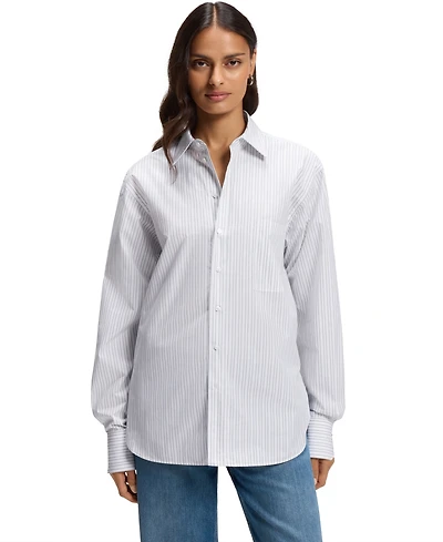Boss by Hugo Women's Relaxed-Fit Vertical-Stripe Poplin Blouse