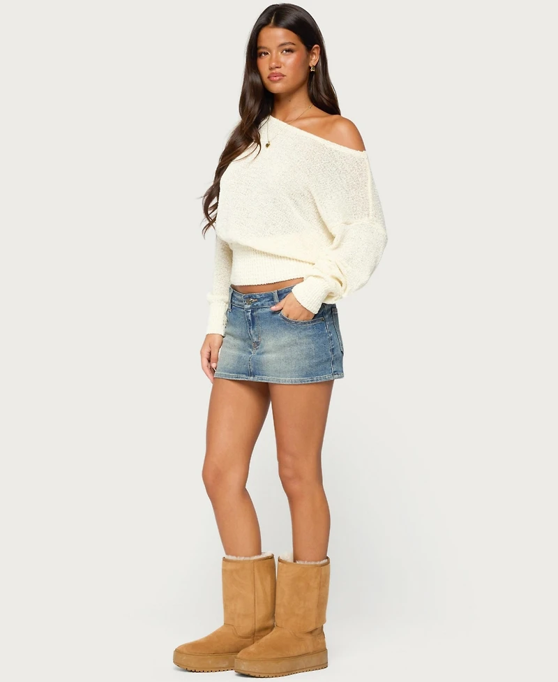 Edikted Women's Parra Off-the-Shoulder Long-Sleeve Textured-Knit Sweater