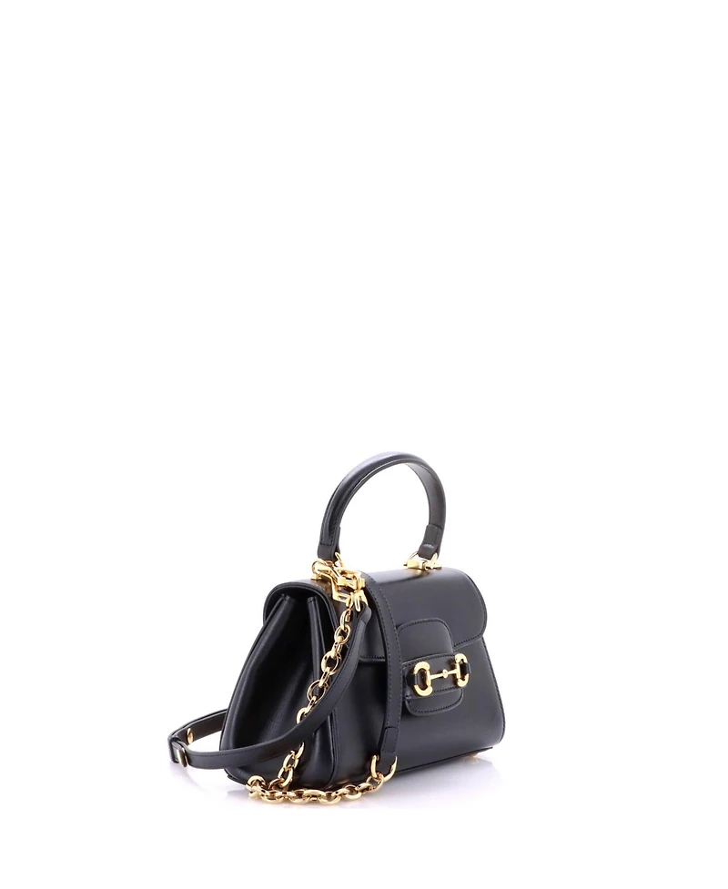 Pre-Owned Gucci Mini Horsebit 1955 Top Handle Flap Bag Leather