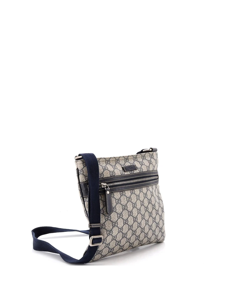 Pre-Owned Gucci Medium Front Zip Flat Messenger Bag Gg Coated Canvas