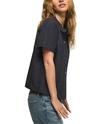 Lucky Brand Women's Gingham Peter Pan Collar Short-Sleeve Blouse