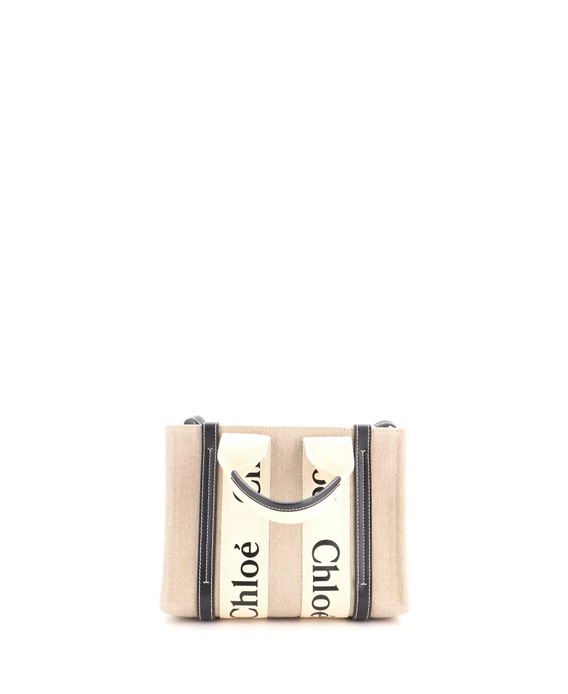 Pre-Owned Chloe Small Woody Tote Canvas with Leather