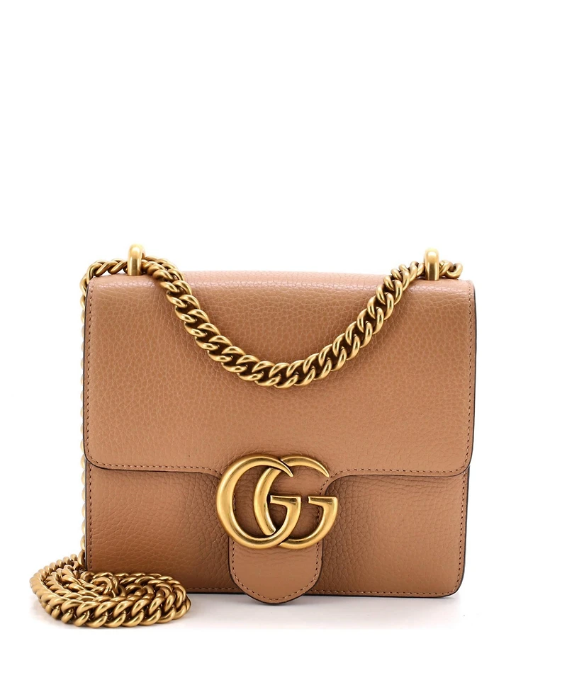 Pre-Owned Gucci Small Gg Marmont Chain Shoulder Bag Leather